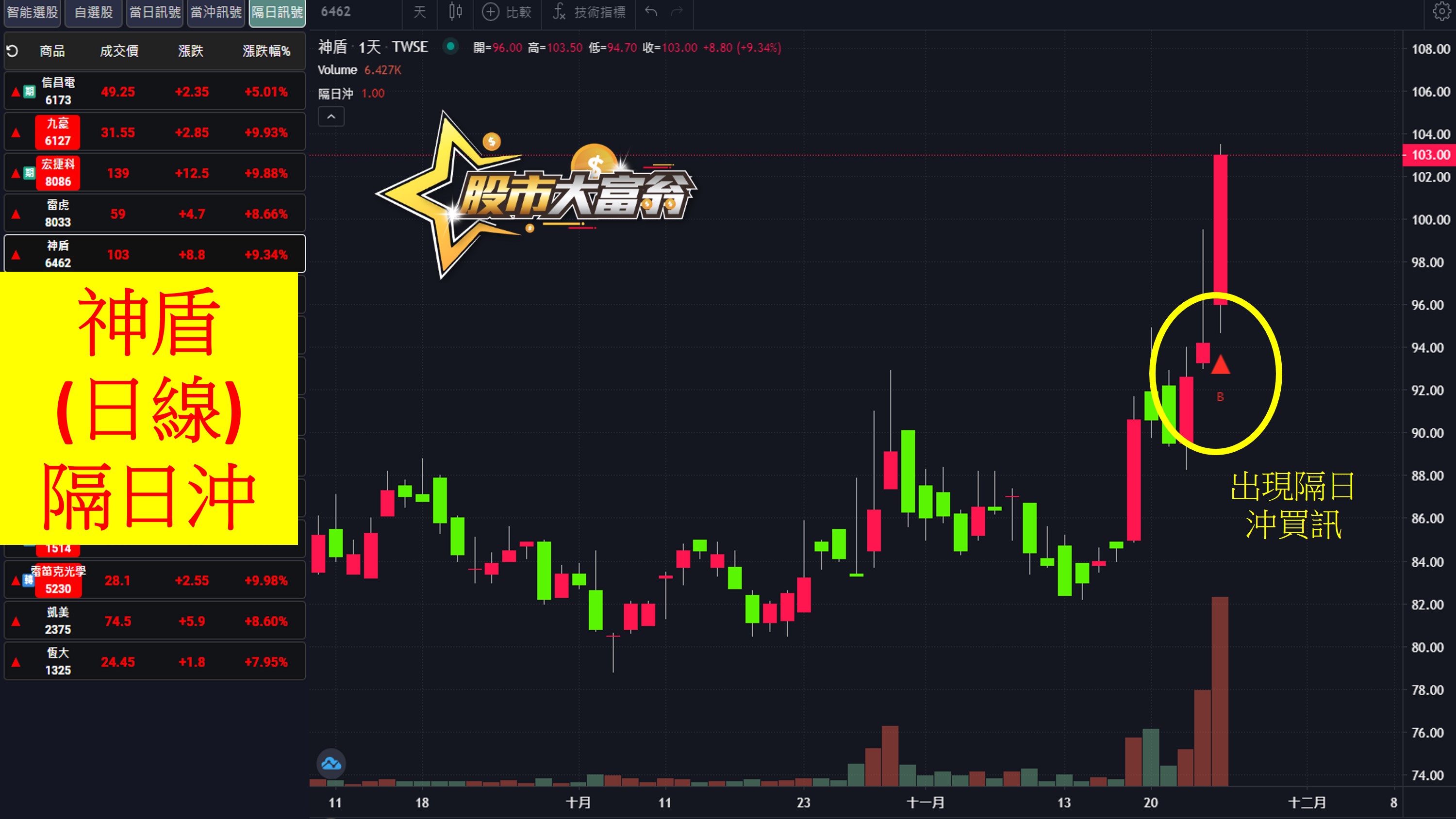 股市大富翁軟體教學-神盾(6462)日K