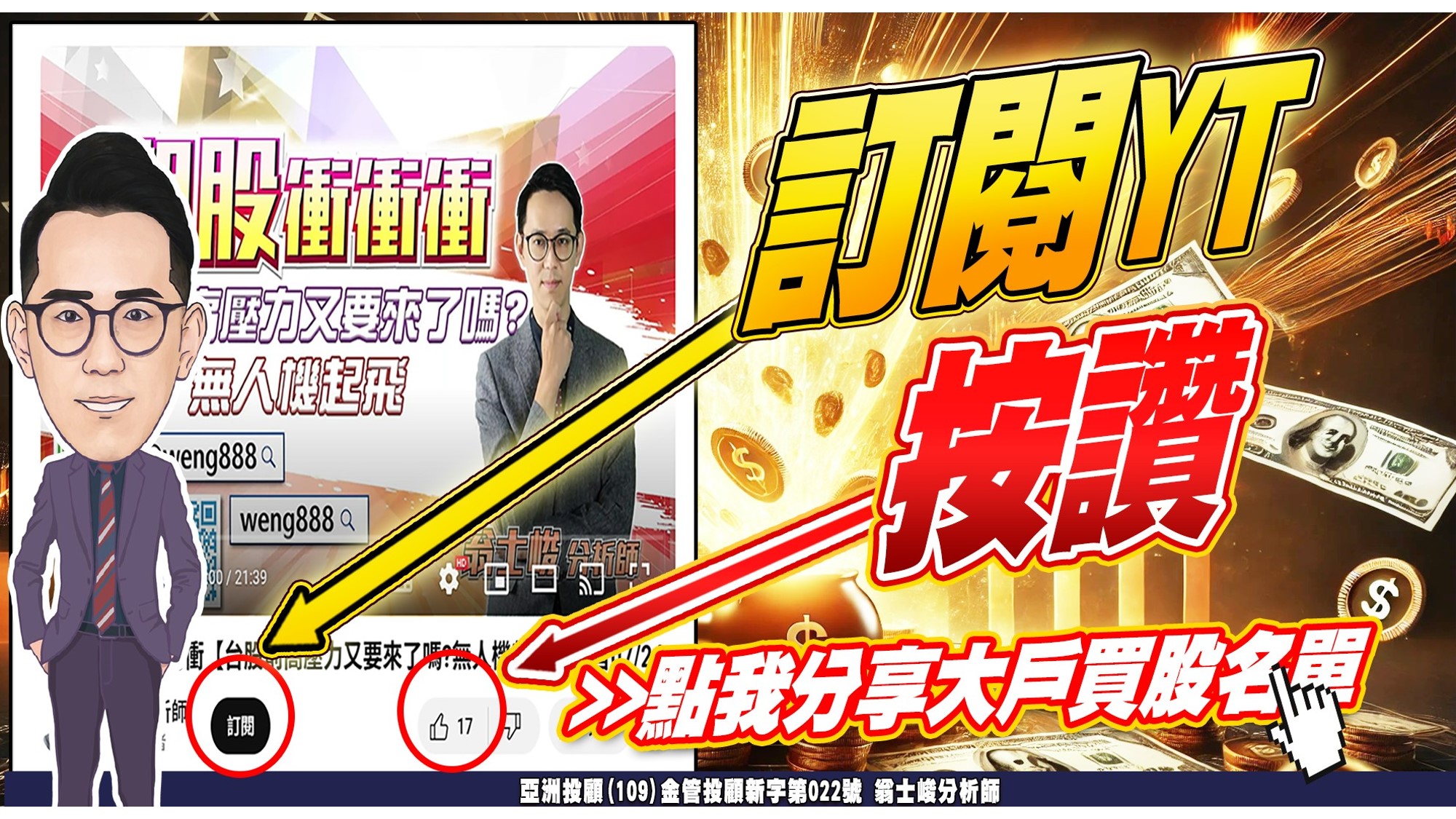 YT按讚，訂閱+分享